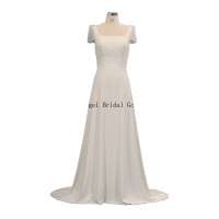 vestidos de novia square collar a line chiffon wedding dress